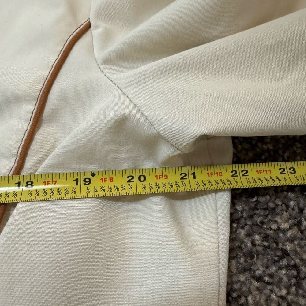 Vintage Cream Brown Canvas Aviator Leather Bomber Jacket Coat Medium - Picture 7 of 10